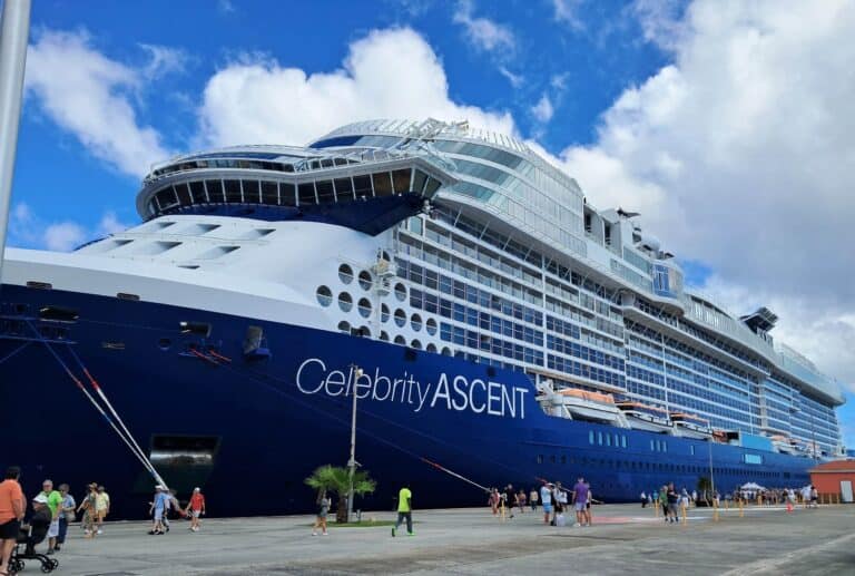 Side view of Celebrity Ascent in port.