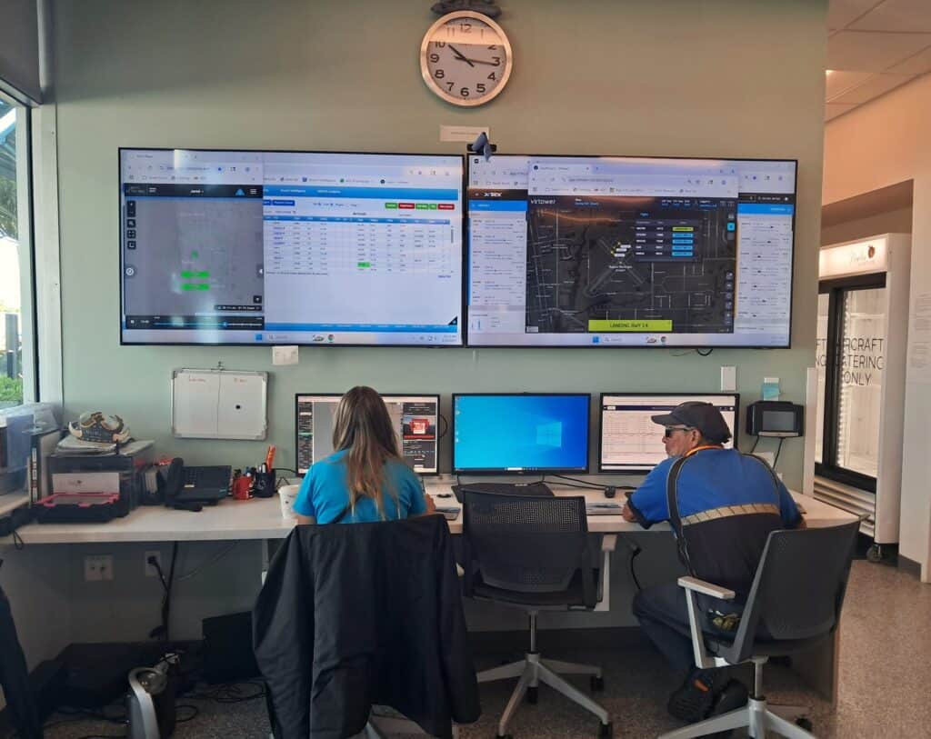 Naples Airport staff monitoring the airways.