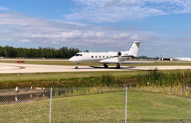 Jet on runway at the Naples Airport.