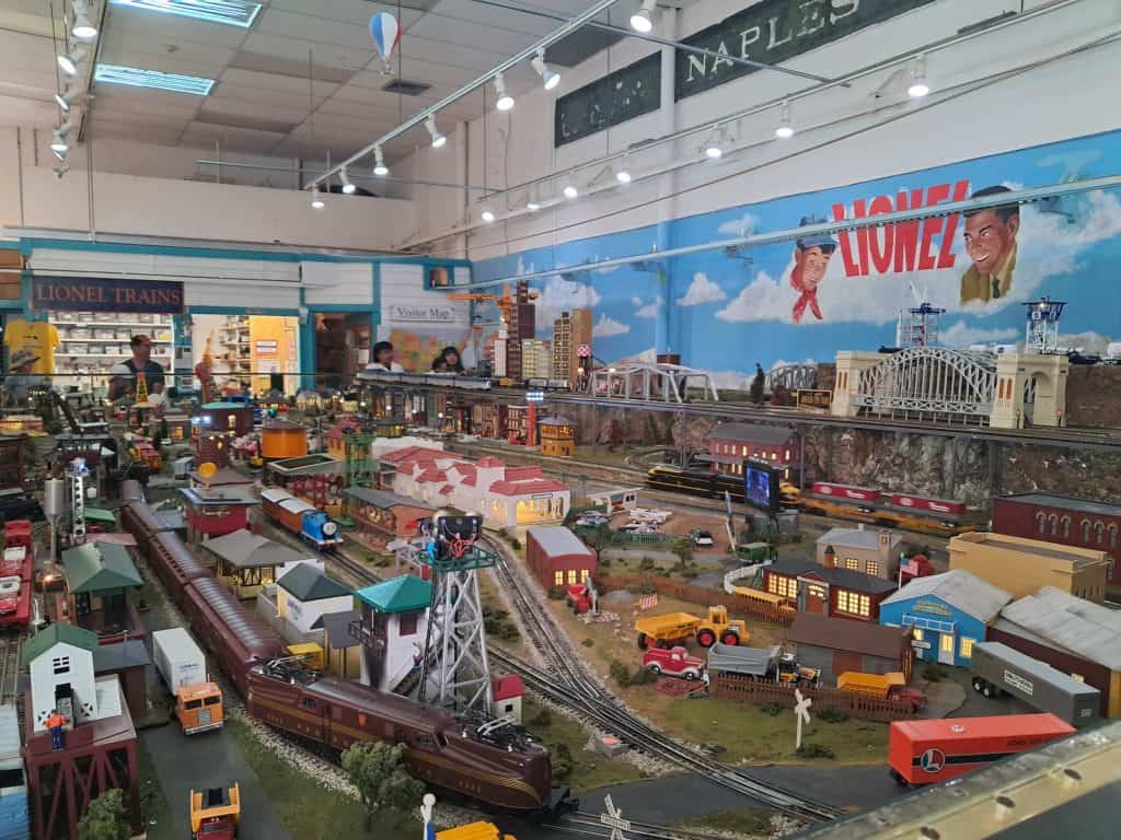 Lionel train display at the Naples Train Museum ideal for kids in Naples.