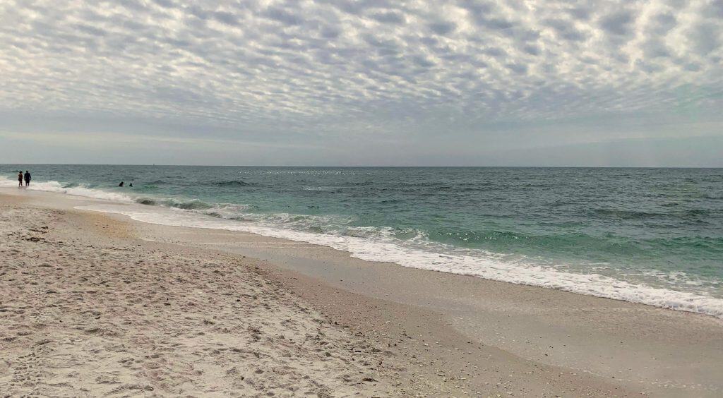Sandy beach at the edge of the Gulf of Mexico in Fort Myers Beach.