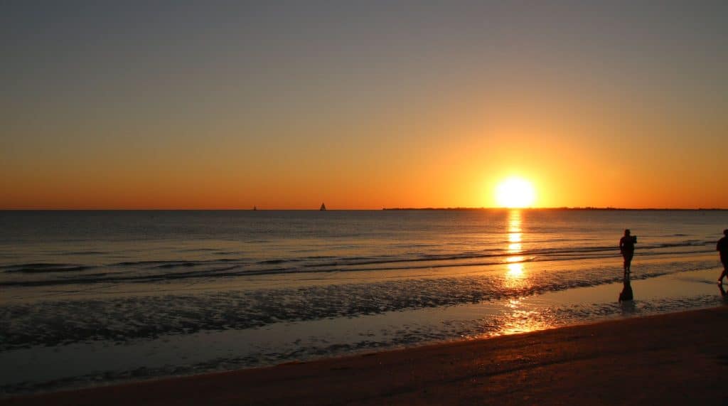 Sun setting over the Gulf of Mexico in Forts Myers Beach.