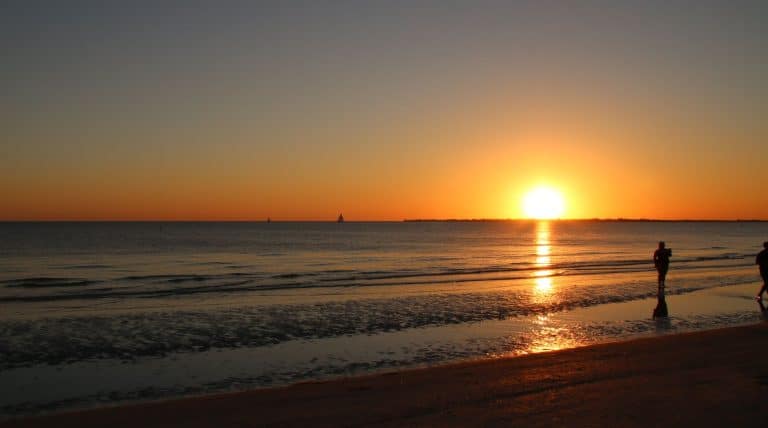 Sun setting over the Gulf of Mexico in Forts Myers Beach.