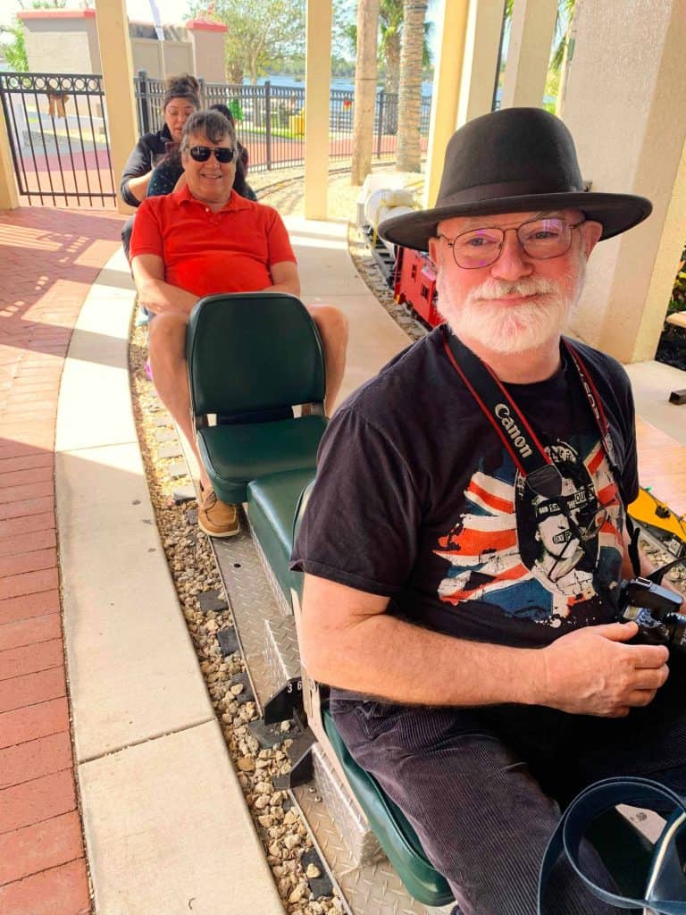 Steve and Stuart on the 7.5-gauge miniature train.